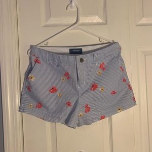 Blue striped shorts with flowers